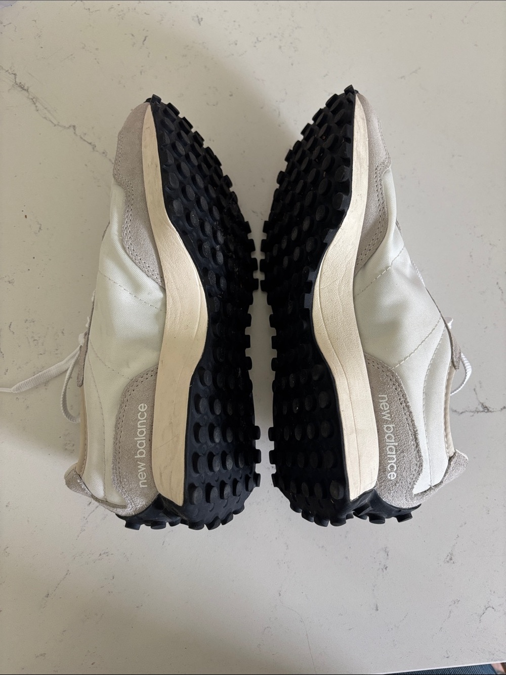 New Balance White Black and Cream 327 Sneakers - Picture 3 of 5